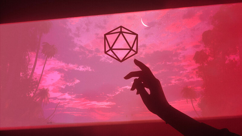 Silhouette Hand Touching D20