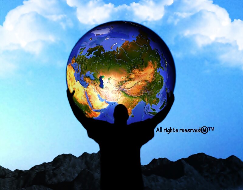 Silhouette Holding Globe
