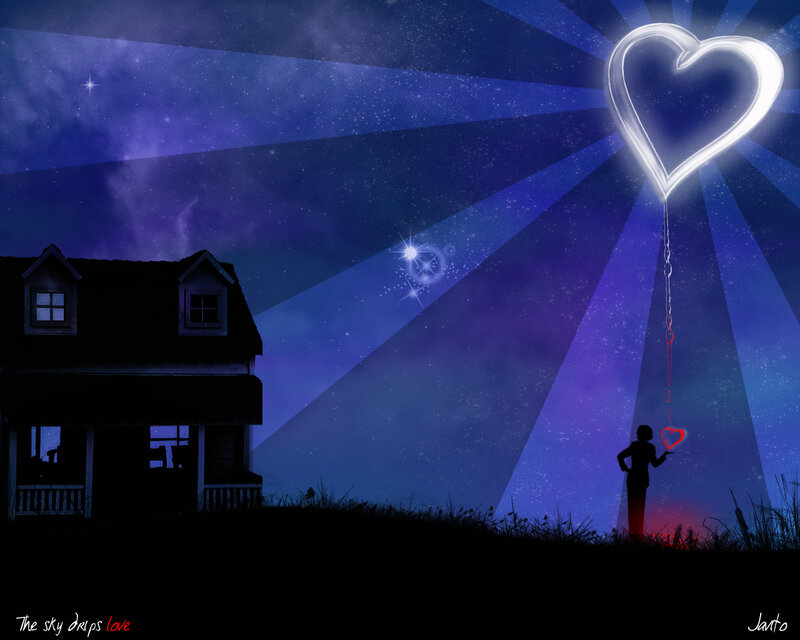 Silhouette Holding Heart Balloon