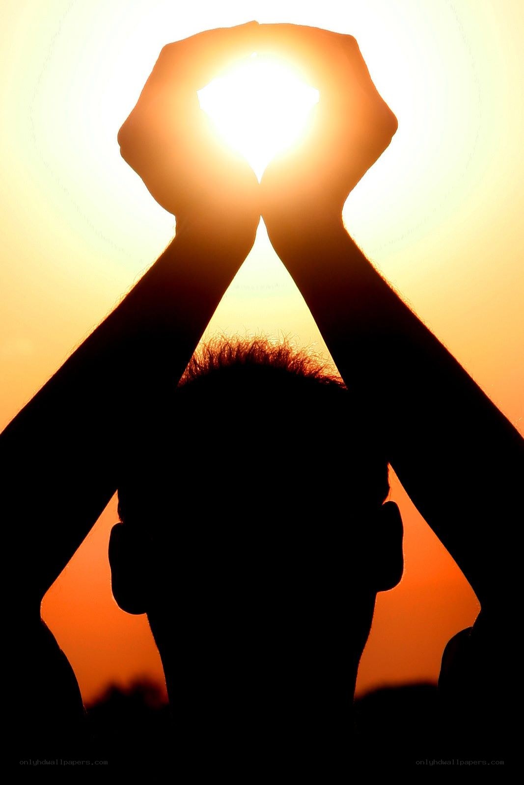 Silhouette holding sun