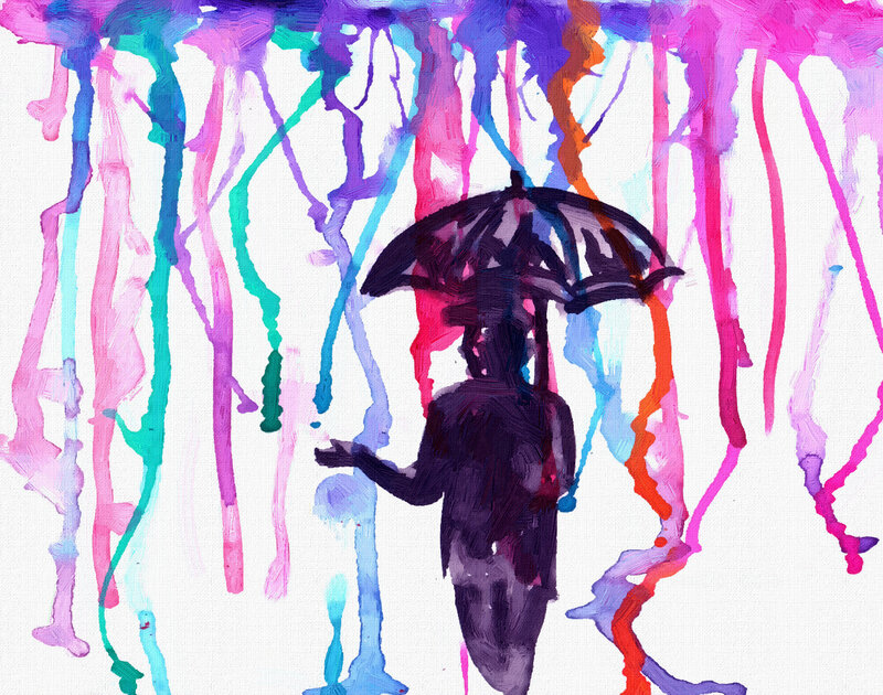 Silhouette Holding Umbrella — Purple