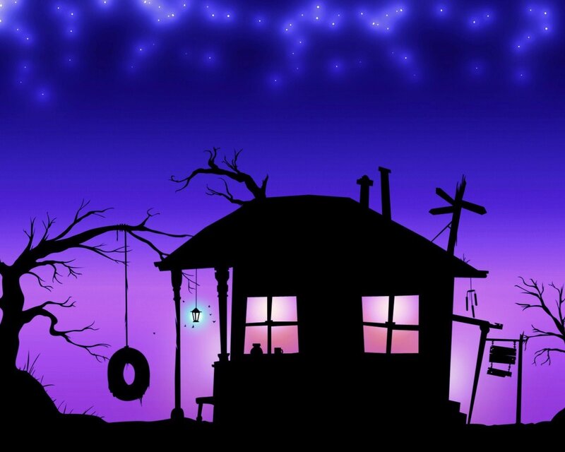 Silhouette house at night