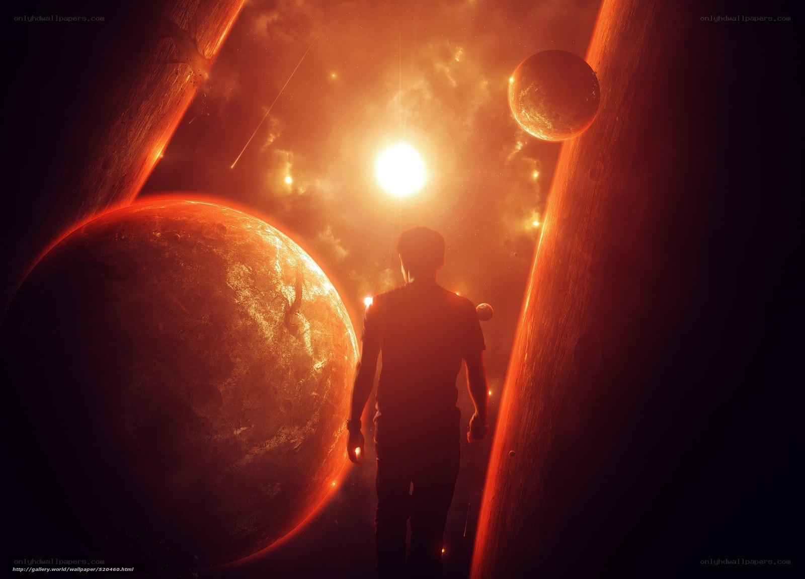 Silhouette in a cosmic tunnel