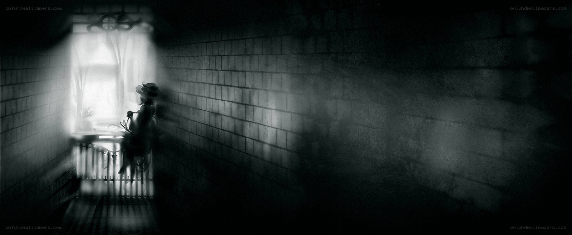silhouette in a dark corridor