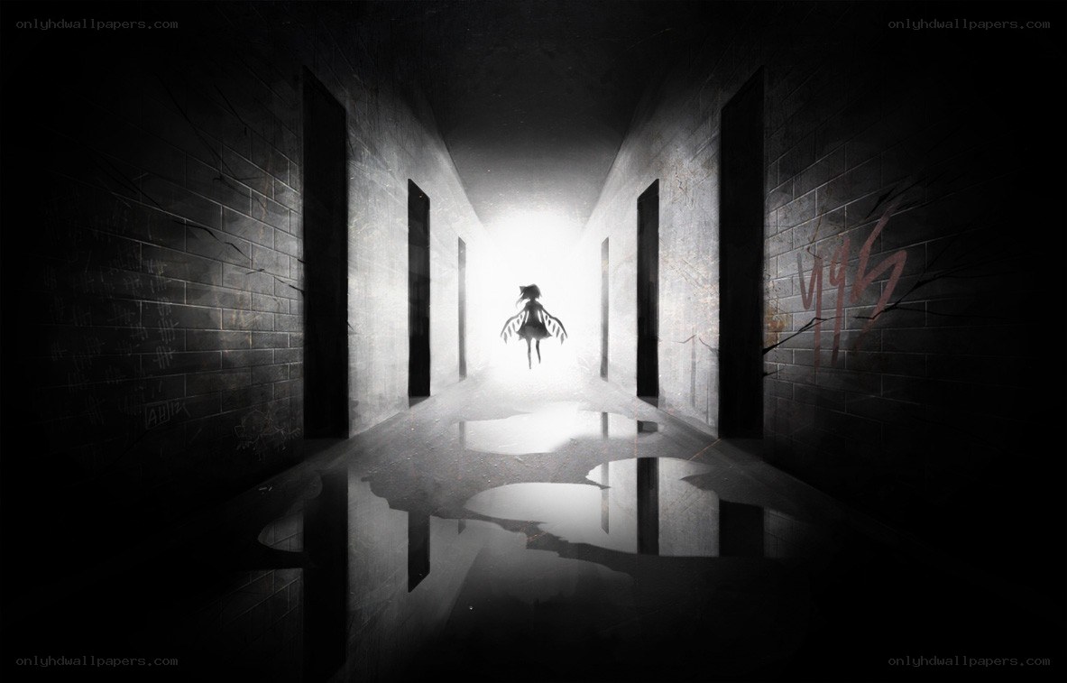 Silhouette in a dark corridor