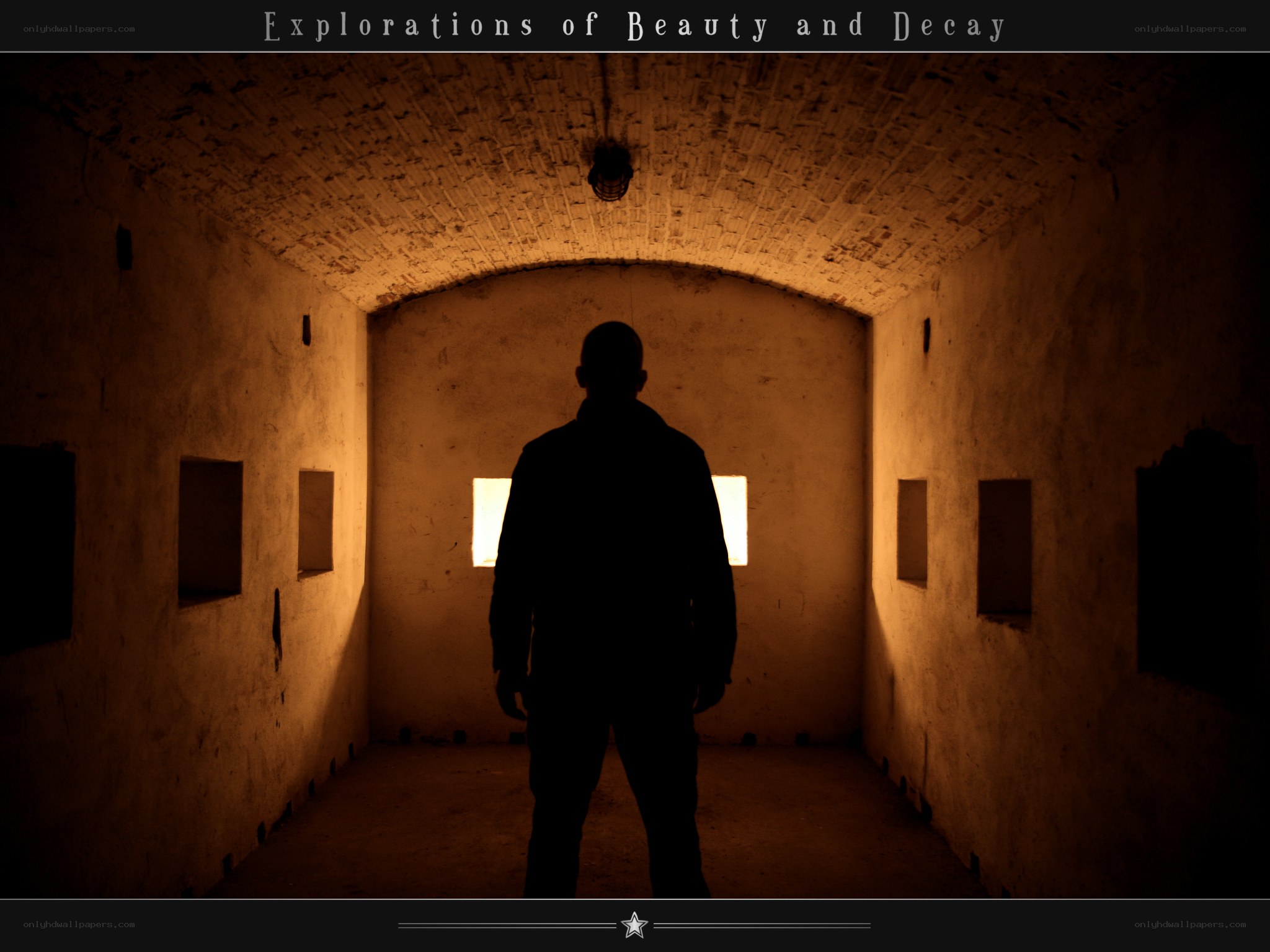 Silhouette in a dimly lit corridor