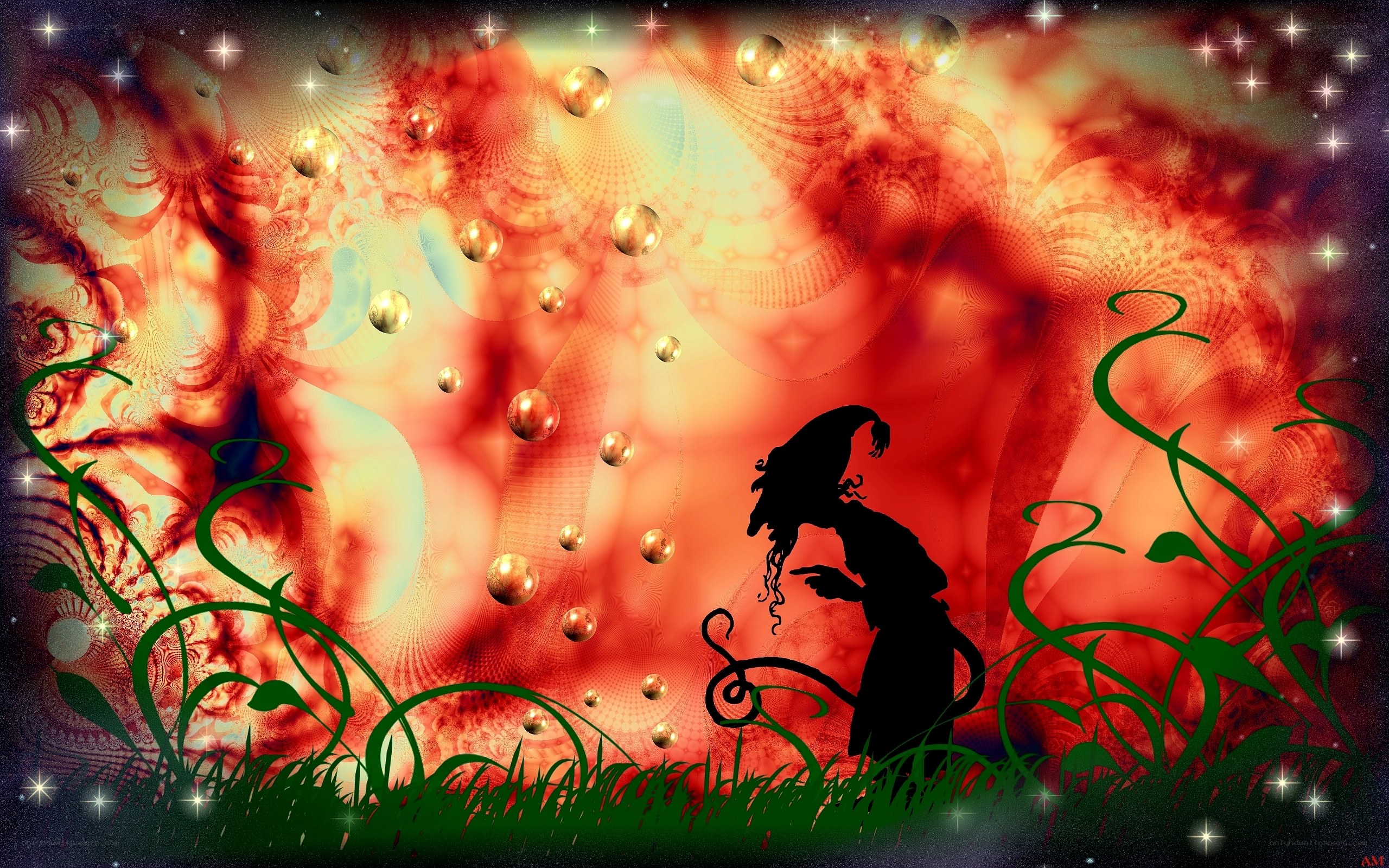 silhouette in a dreamlike landscape