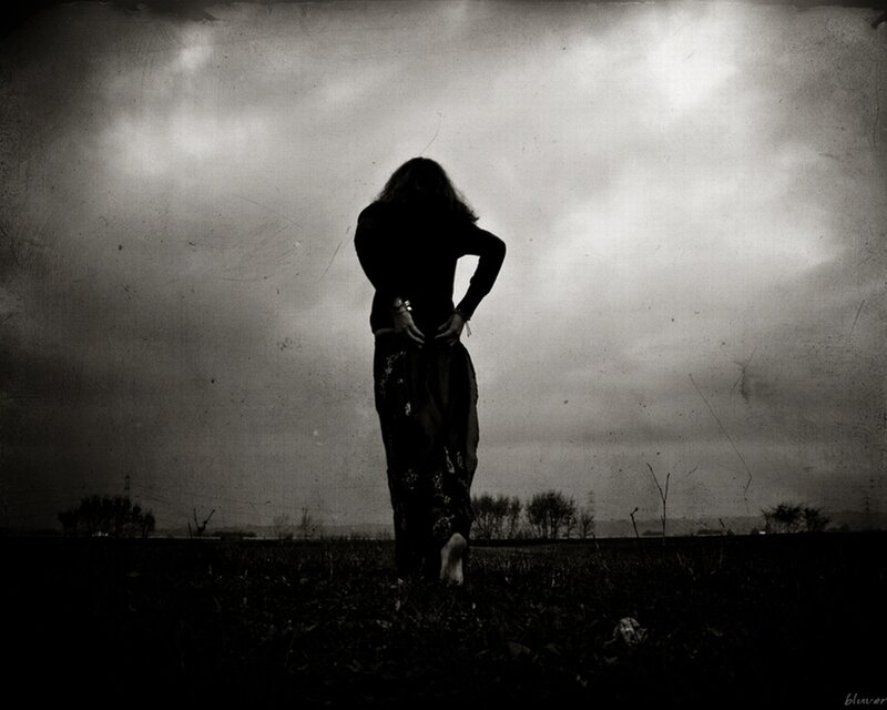 Silhouette in a field