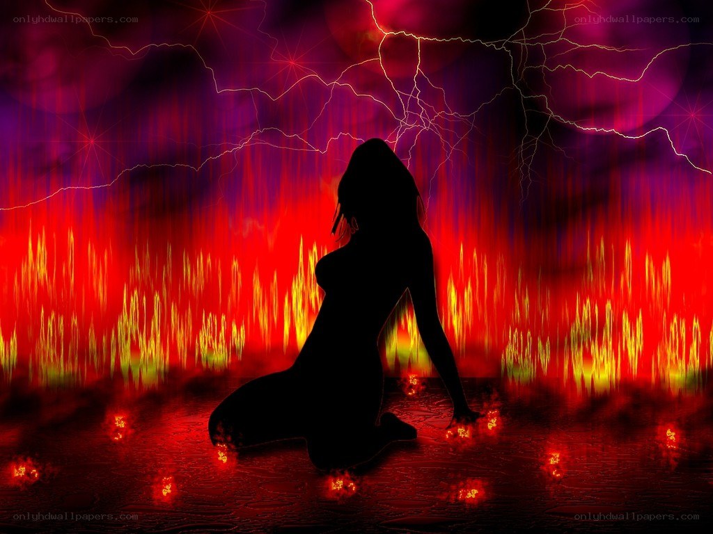 silhouette in a fiery storm