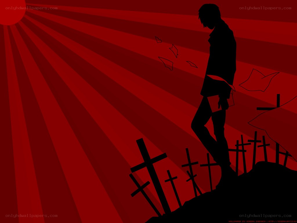 Silhouette in a graveyard