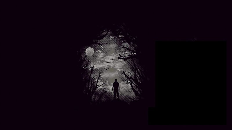 Silhouette in a moonlit forest