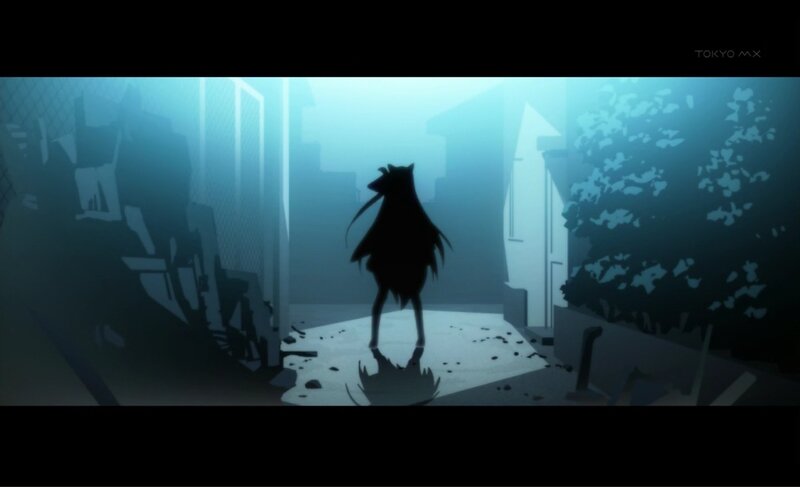 silhouette in a ruined alley