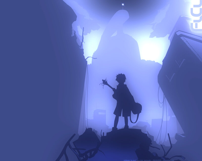 Silhouette in a ruined city