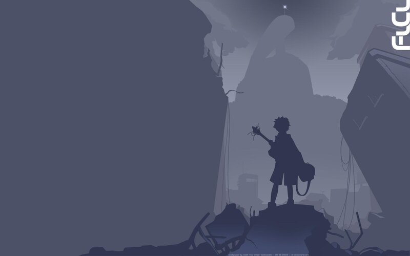 Silhouette in a ruined city