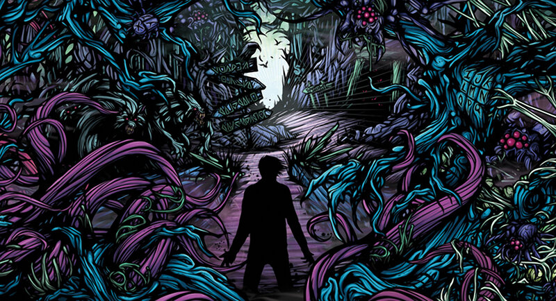 Silhouette in a twisted forest
