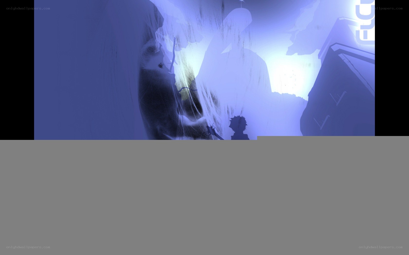 silhouette in blue light