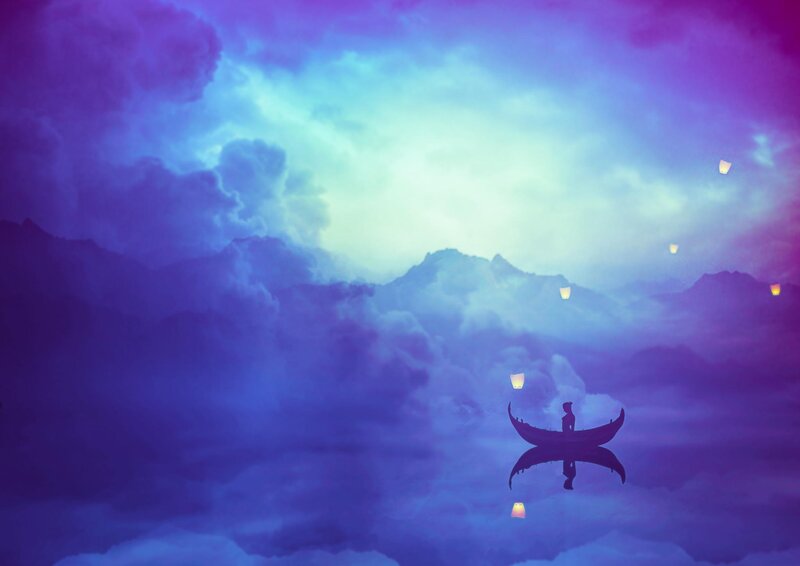 Silhouette in Boat — Purple