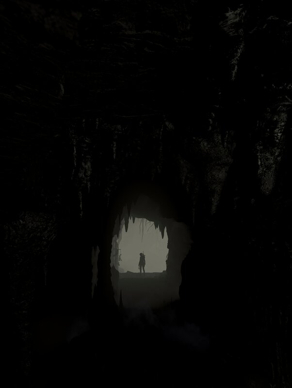 Silhouette in Cave — Black