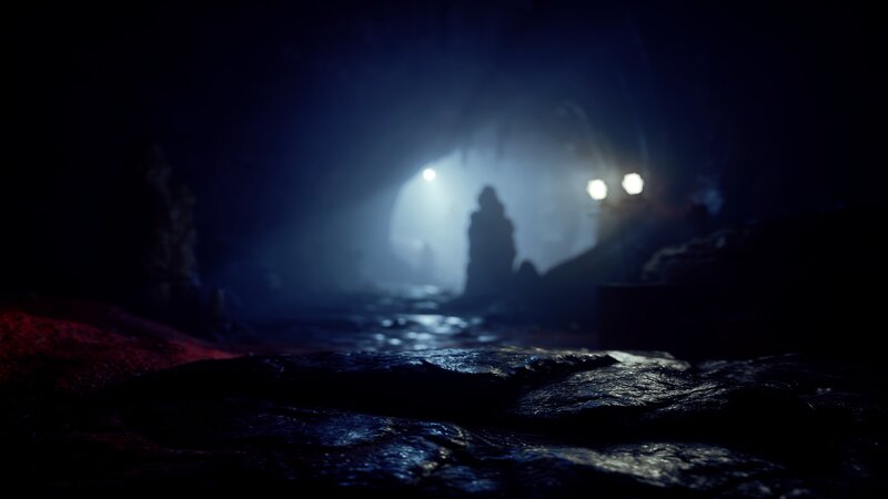 Silhouette in Dark Cave