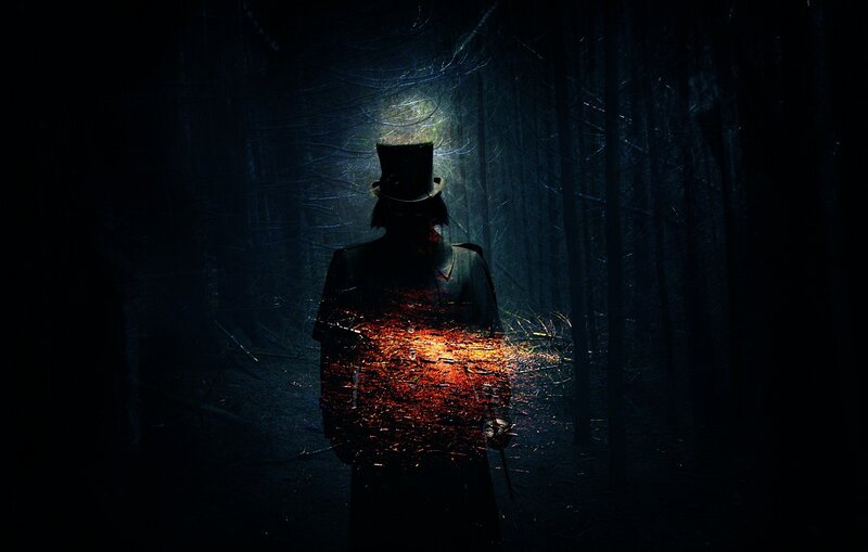 Silhouette in Dark Forest — Black, Night