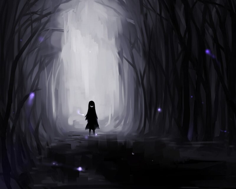 Silhouette in Dark Forest — Black