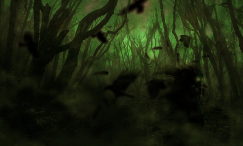 Silhouette in Dark Forest — Green