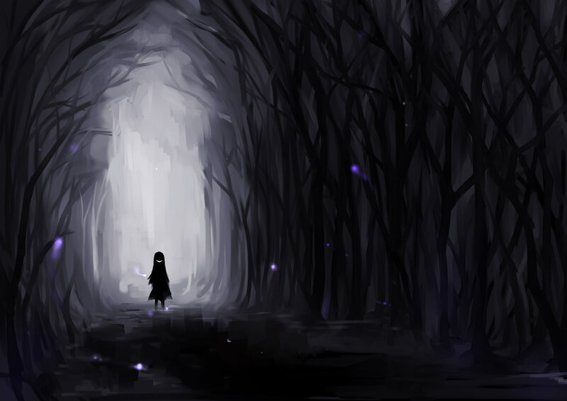 Silhouette in Dark Forest