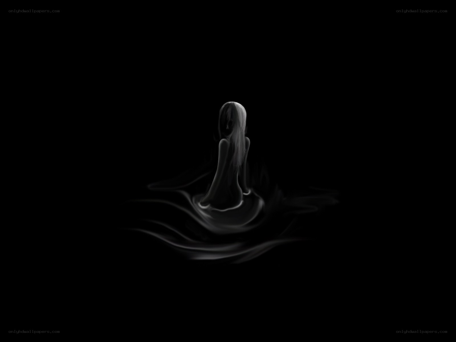 silhouette in dark water