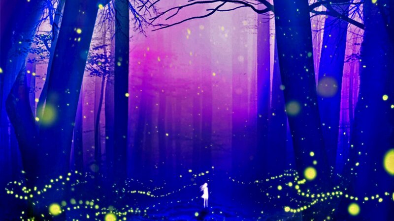 Silhouette in Forest — Blue, Serene