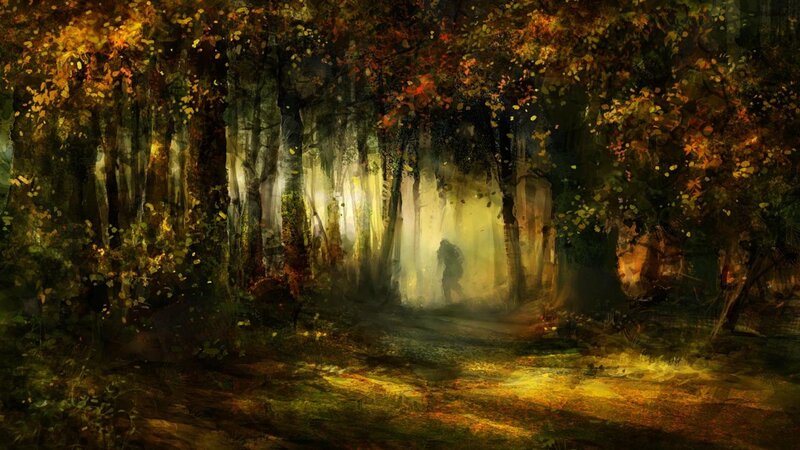 Silhouette in Forest — Green