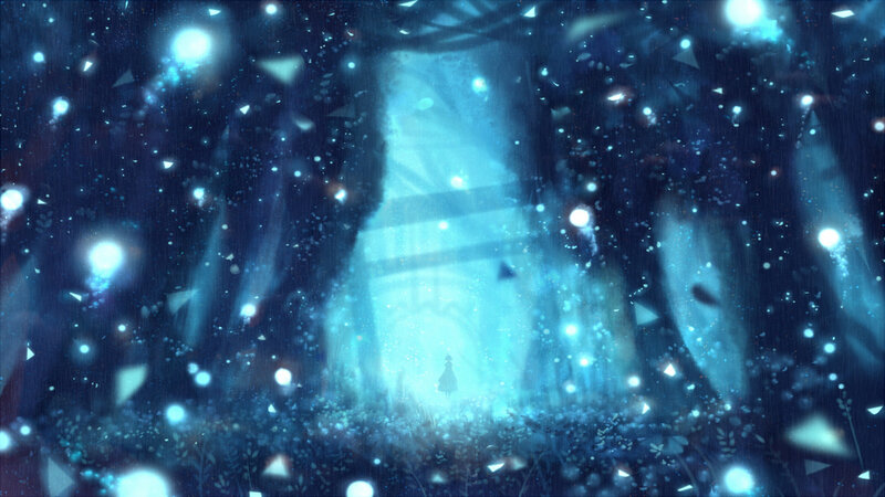 Silhouette in Glowing Forest