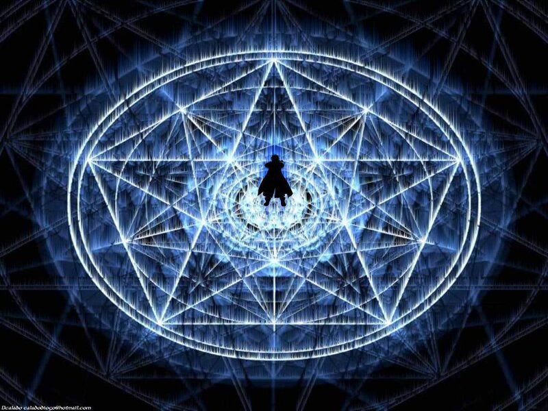 silhouette in glowing magic circle