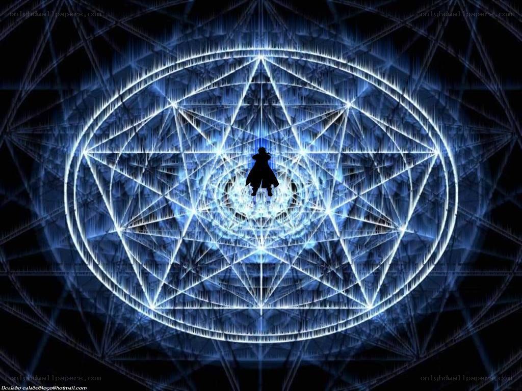silhouette in glowing magic circle