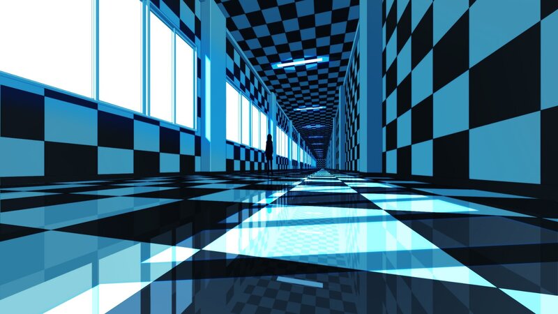 Silhouette in Hallway — Blue