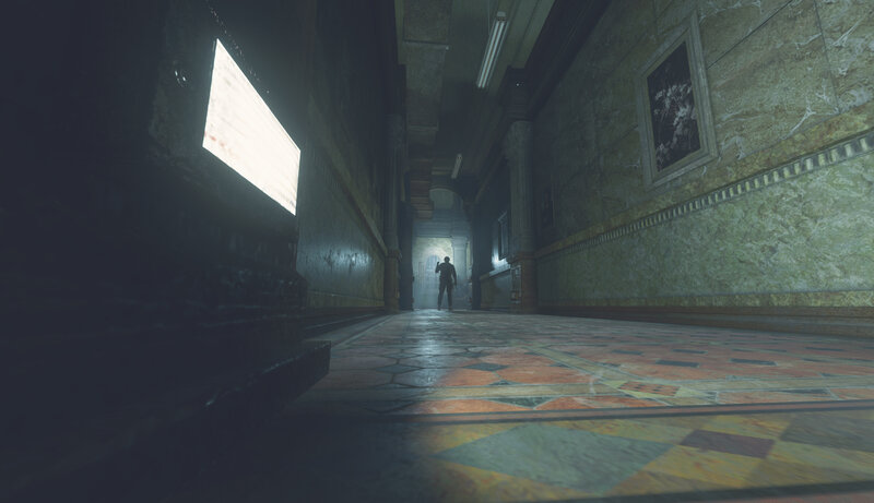 Silhouette in Hallway — Green