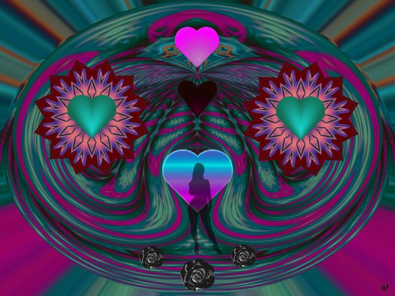 Silhouette in Heart Shape — Magenta