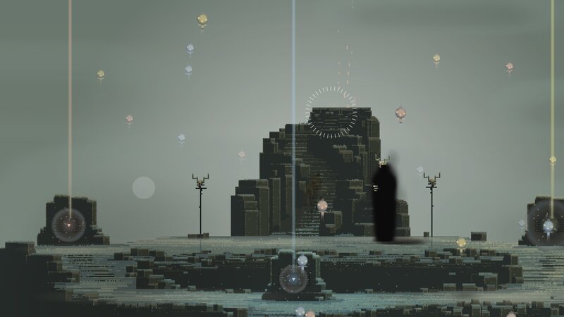 Silhouette in Pixel Art Landscape