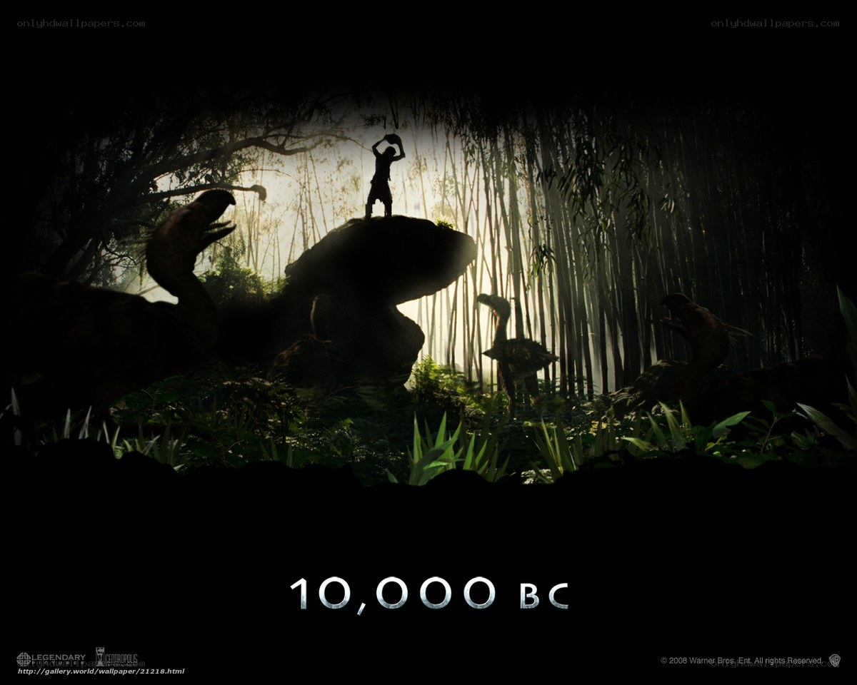 Silhouette in prehistoric forest