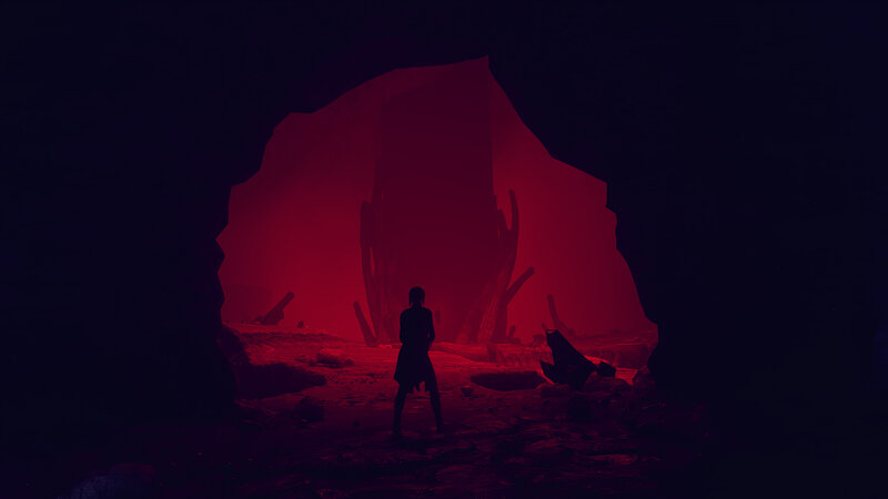 Silhouette in Red Cave