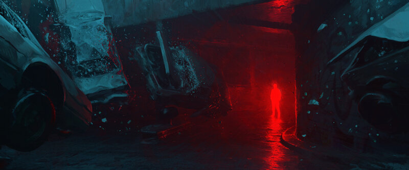 Silhouette in Red Light — Dramatic