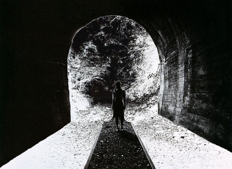 Silhouette in Tunnel — Black, Dramatic, Photograph, Person