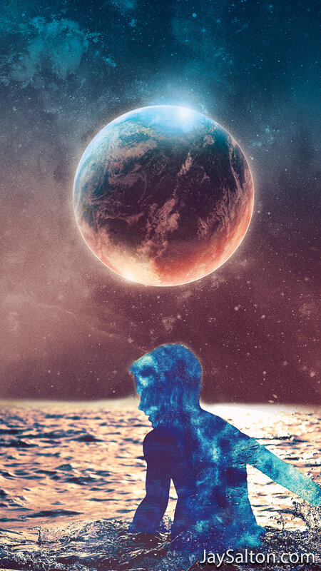 Silhouette in Water — Blue