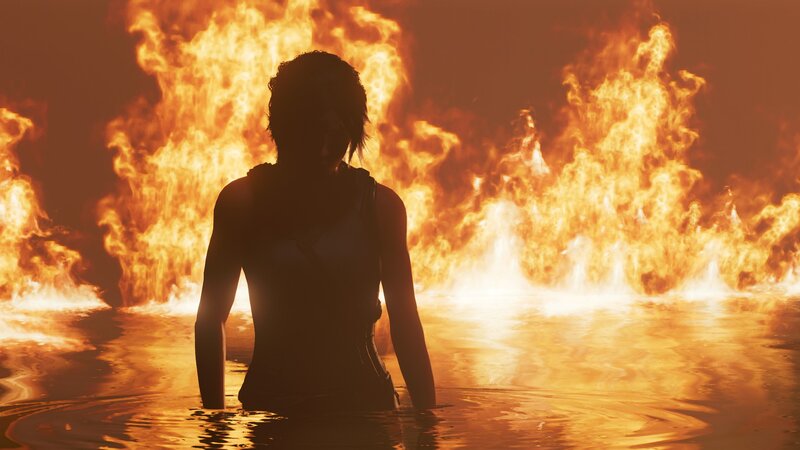 Silhouette in Water — Orange, Dramatic