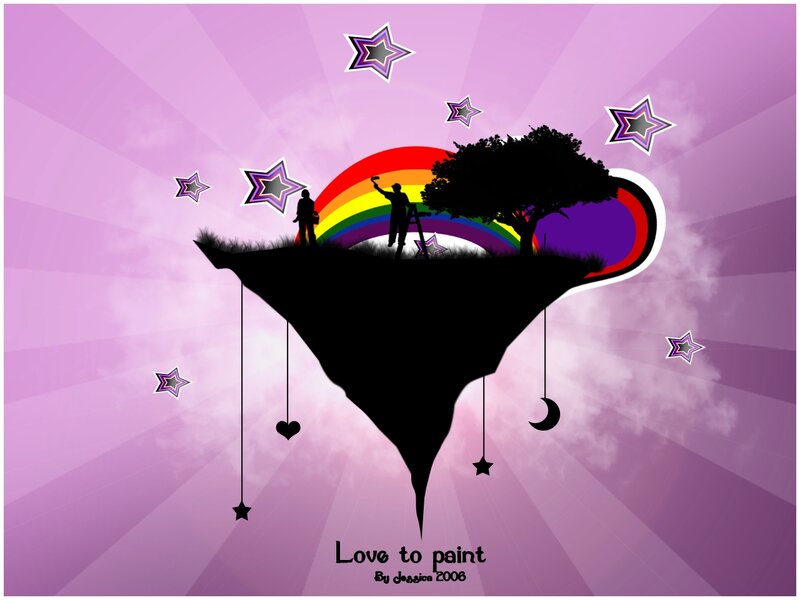 Silhouette Island with Rainbow