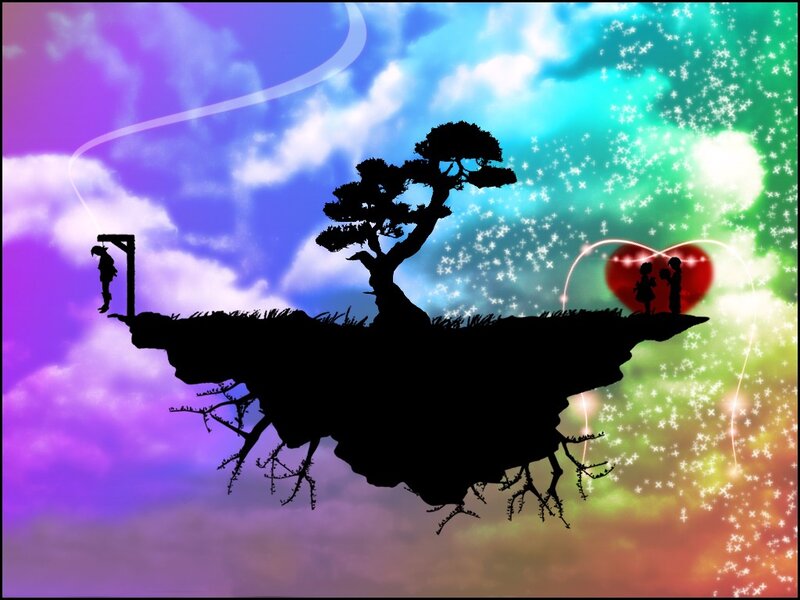 Silhouette Island with Tree