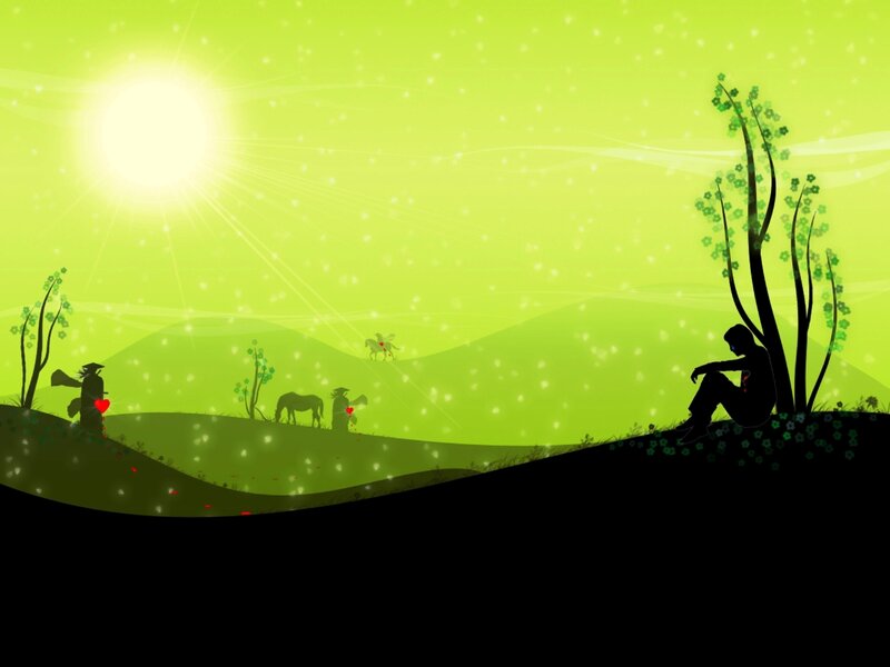 Silhouette landscape with sun
