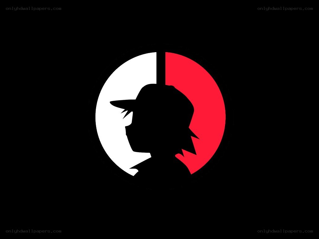 silhouette logo with red and white circle