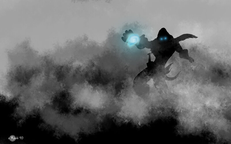 silhouette mage casting spell