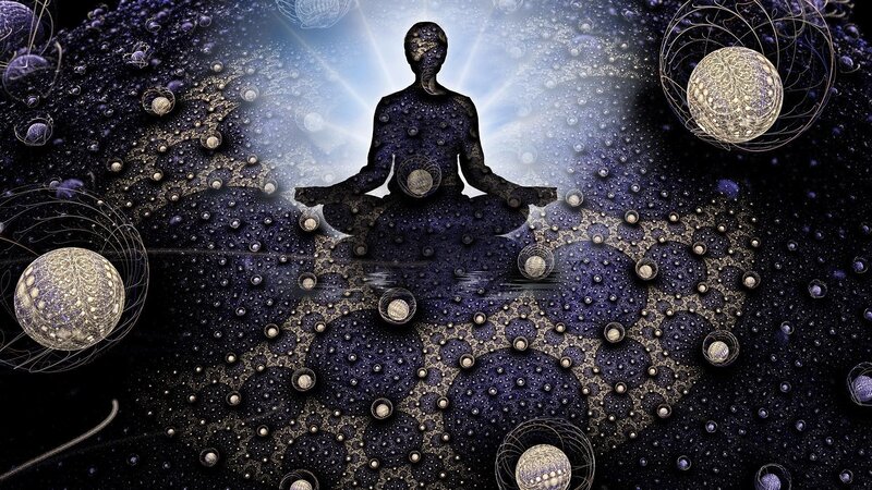 Silhouette Meditating in Space