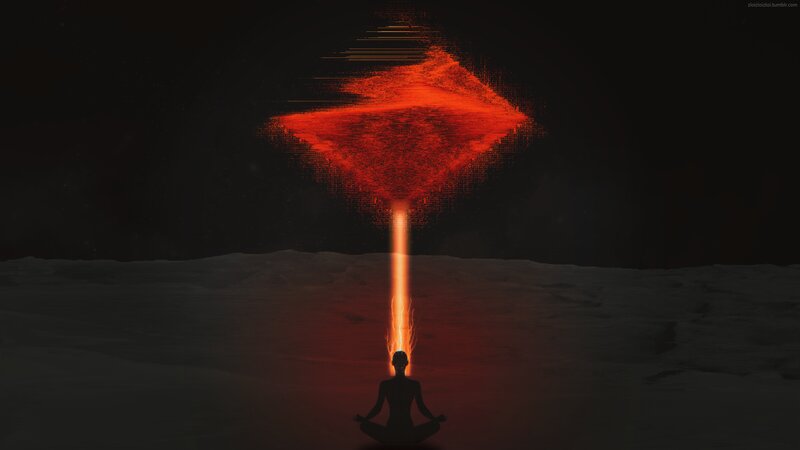 Silhouette Meditating on Moon